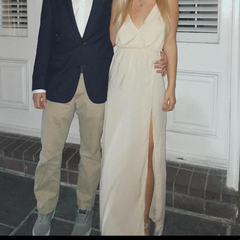 Taupe Maxi Dress with Slit